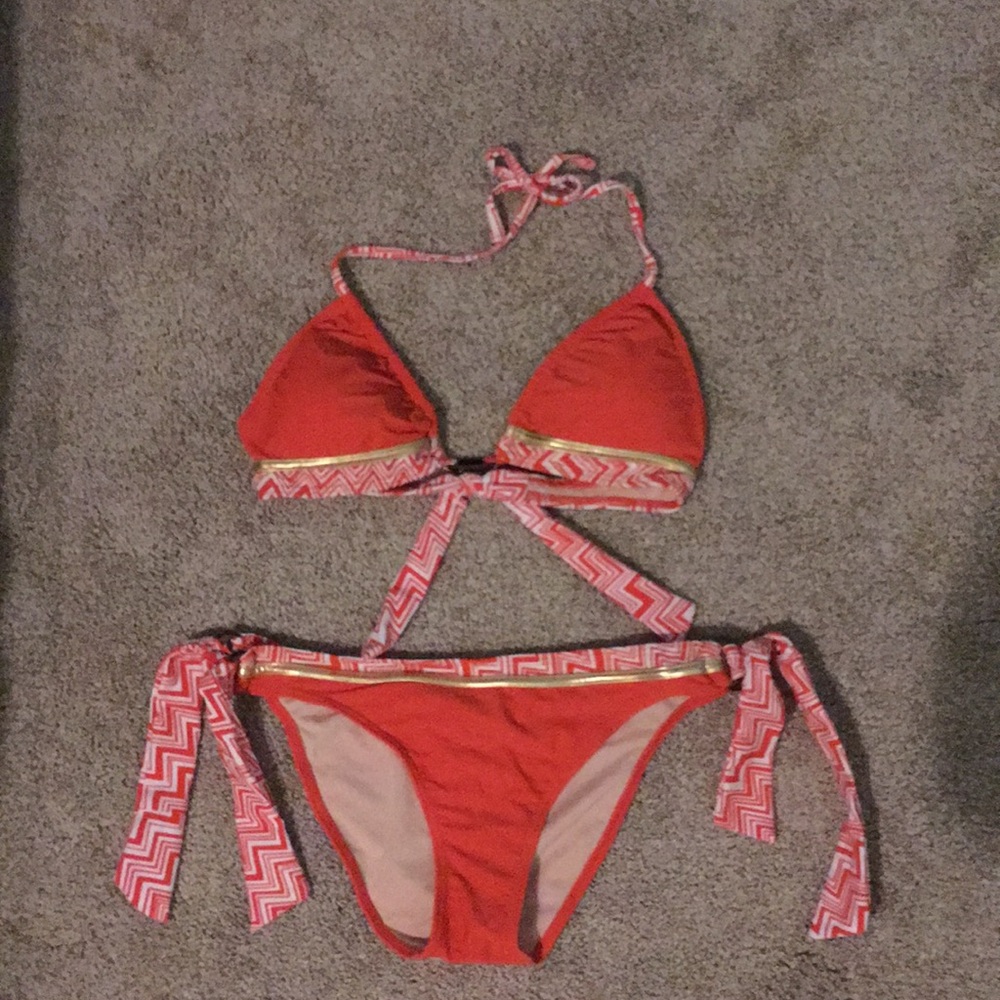 Envya Orange/coral and white bikini